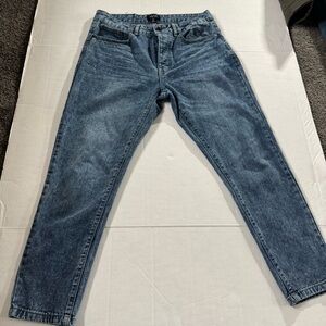 BoohooMan Men's Relaxed Fit Acid Wash Ankle Blue Jeans